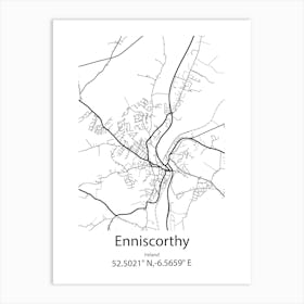 Enniscorthy,Ireland Minimalist Map Art Print