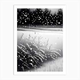 Snowflakes On A Field,Snowflakes Black & White 2 Art Print