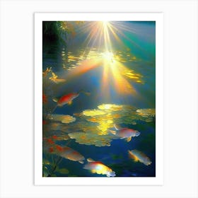 Kigoi Koi 1, Fish Monet Style Classic Painting Art Print