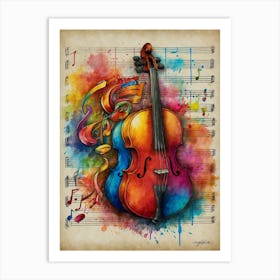 Violin And Music Notes Art Print