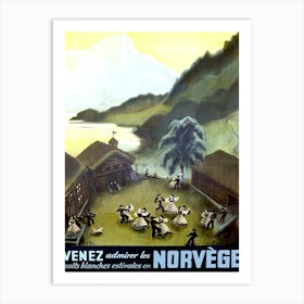 Norway, Dancers In a Small Village Near The Coast Art Print