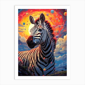 Zebra With Balloons Art Print