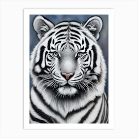 Vintage White Tiger Art Print