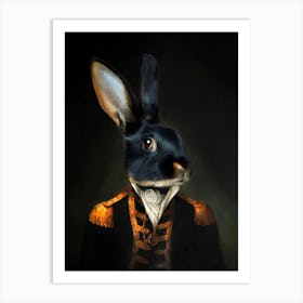 Black Curtis Rex Rabbit Pet Portraits Art Print