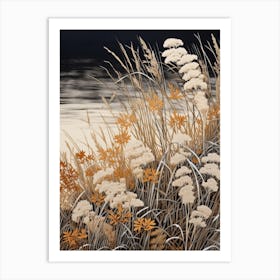 Fujibakama Japanese Silver Grass 2 Vintage Botanical Woodblock Art Print