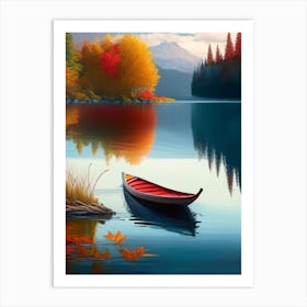 Kayak On Lake Water Waterscape Crayon 1 Art Print