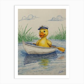 Duck In A Boat 9 Art Print