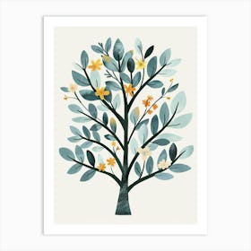 Yew Tree Flat Illustration 5 Art Print