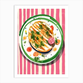 A Plate Of Green Beans, Top View Food Illustration 1 Art Print