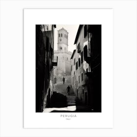 Poster Of Perugia, Italy, Black And White Analogue Photography 3 Art Print