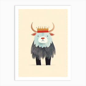 Little Yak 3 Wearing A Crown Art Print