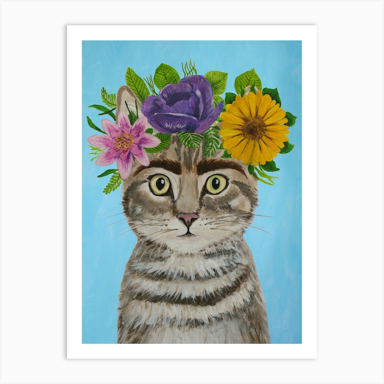 Frida Kahlo Cat Art Print by Coco Deparis - Fy Frida Kahlo Cat Art Print by Coco Deparis - Fy