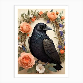 Crow In A Wreath 6 Art Print