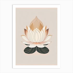 Blooming Lotus Flower In Lake Retro Minimal 3 Art Print
