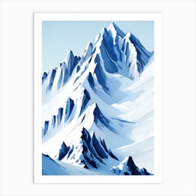 Jagged Peaks Snowy Blue Winter Mountains Ice Cold Art Print