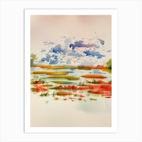 Watercolor Of A Marsh Art Print