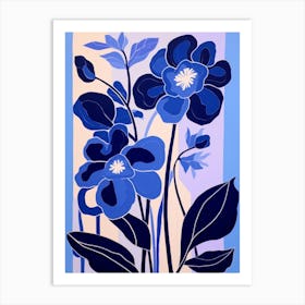 Blue Flower Illustration Iris 4 Art Print