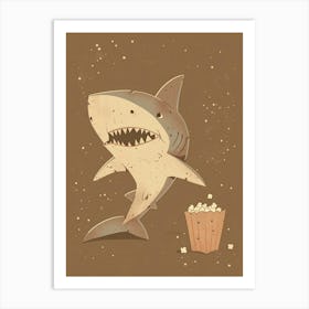 A Shark & Popcorn Muted Pastels 2 Art Print