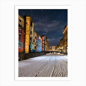 Swedish City At Night Art Print