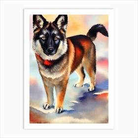 Norwegian Elkhound 2 Watercolour Dog Art Print