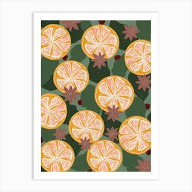 Oranges And Leaves Art Print