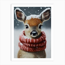 Deer In The Snow 5 Art Print