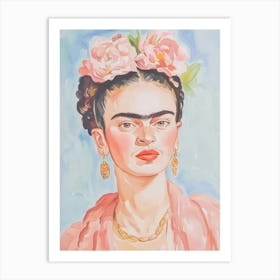 Frida In Pink Dress Art Print