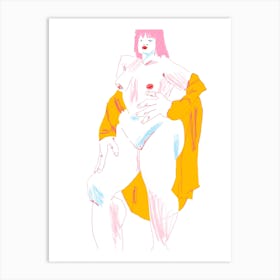 White And Yellow Nude Art Print