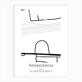 Kerepestarcsa,Hungary Minimalist Map Art Print