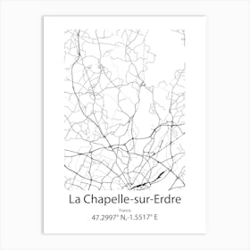 La Chapelle Sur Erdre,France Minimalist Map Art Print