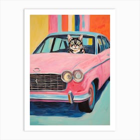 Ford Fairlane Vintage Car With A Cat, Matisse Style Painting 1 Art Print