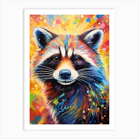 A Common Raccoon Vibrant Paint Splash 3 Art Print