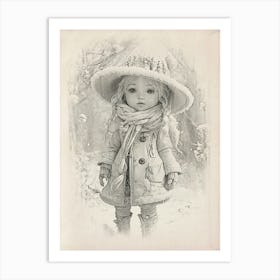 Little Girl In The Snow Art Print