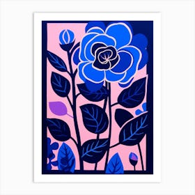 Blue Flower Illustration Rose 2 Art Print