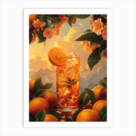 Oranges And Flowers Art Print