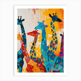Abstract Geometric Giraffe Herd 4 Art Print