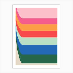 Retro Geometric Stripes in Pink Blue and Green Art Print