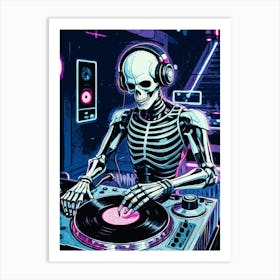 Skeleton Dj Art Print