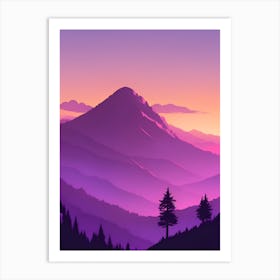 Misty Mountains Vertical Composition In Purple Tone 12 Art Print