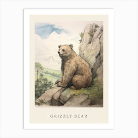 Beatrix Potter Inspired  Animal Watercolour Grizzly Bear 1 Art Print