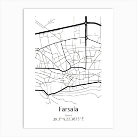 Farsala,Greece Minimalist Map Art Print