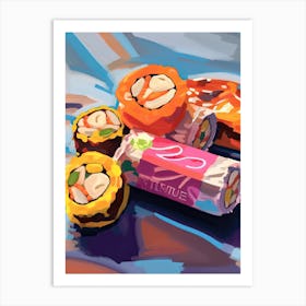 Sushi Rolls Oil Painting 4 Art Print