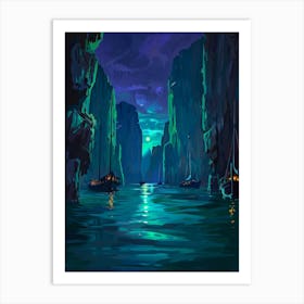 Cliffs At Night 1 Art Print