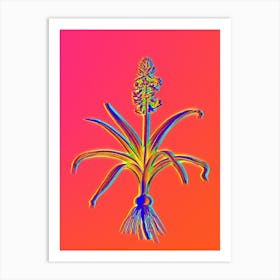 Neon Scilla Patula Botanical in Hot Pink and Electric Blue n.0551 Art Print