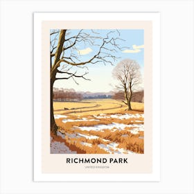 Vintage Winter Travel Poster Richmond Park England 2 Art Print