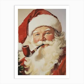 Santa Claus Smoking Pipe Art Print