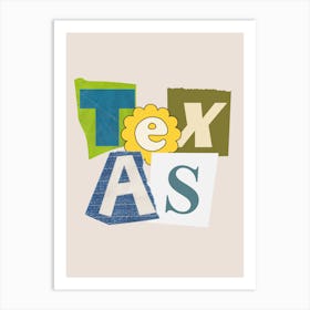 Texas State Collage Art Print