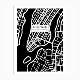 New York City Map — Hand-drawn map, vector black map Art Print