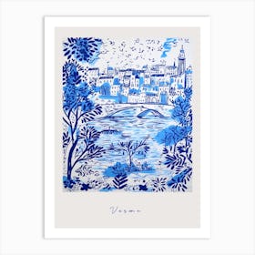 Verona Italy Blue Drawing Poster Art Print