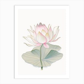 Blooming Lotus Flower In Lake Pencil Illustration 2 Art Print